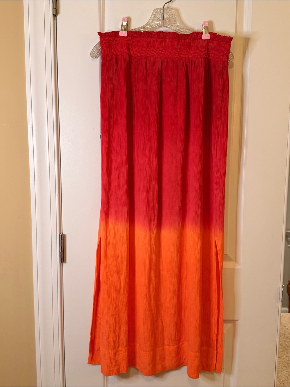 Mud Pie Women's Ombre Hot Pink to Orange Maxi Skirt